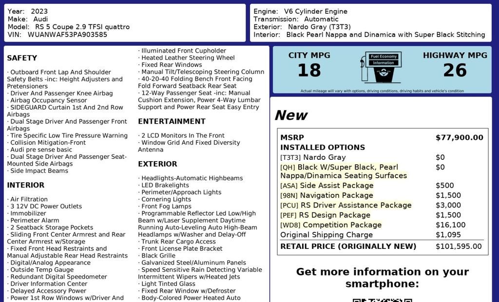 2023 Audi RS 5 2.9T quattro